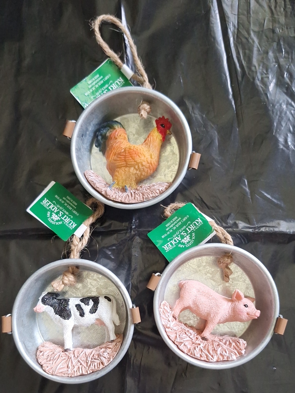 Kurt S. Adler Barnyard Animal Ornament Setof3 NWT